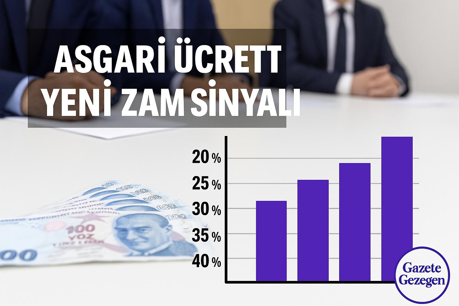 “Asgari ücret zammı toplantısı, ekonomi ve para konulu haber görseli – yüzde 20-40 zam oranlarını gösteren grafik – #gazetegezegen”