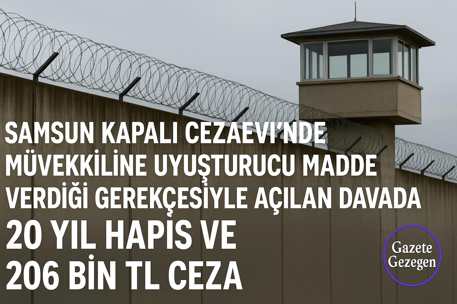 Samsun Kapalı Cezaevi – Avukata 20 yıl hapis ve 206 bin TL ceza verildi, cezaevi duvarı ve gözetleme kulesi görüntüsü #gazetegezegen