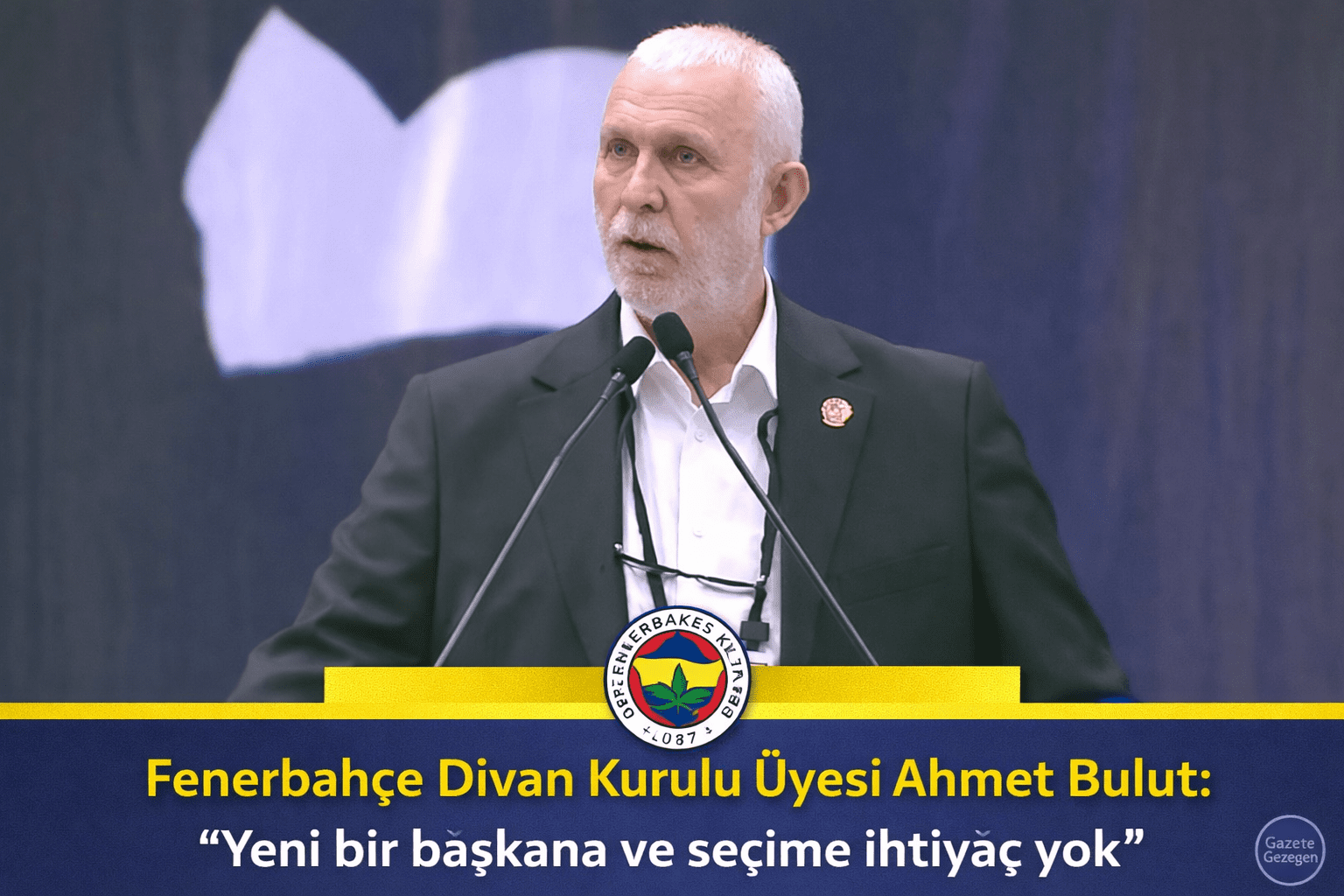 Fenerbahçe Yüksek Divan Kurulu Üyesi Ahmet Bulut, Divan Kurulu toplantısında kürsüden açıklama yaparken.