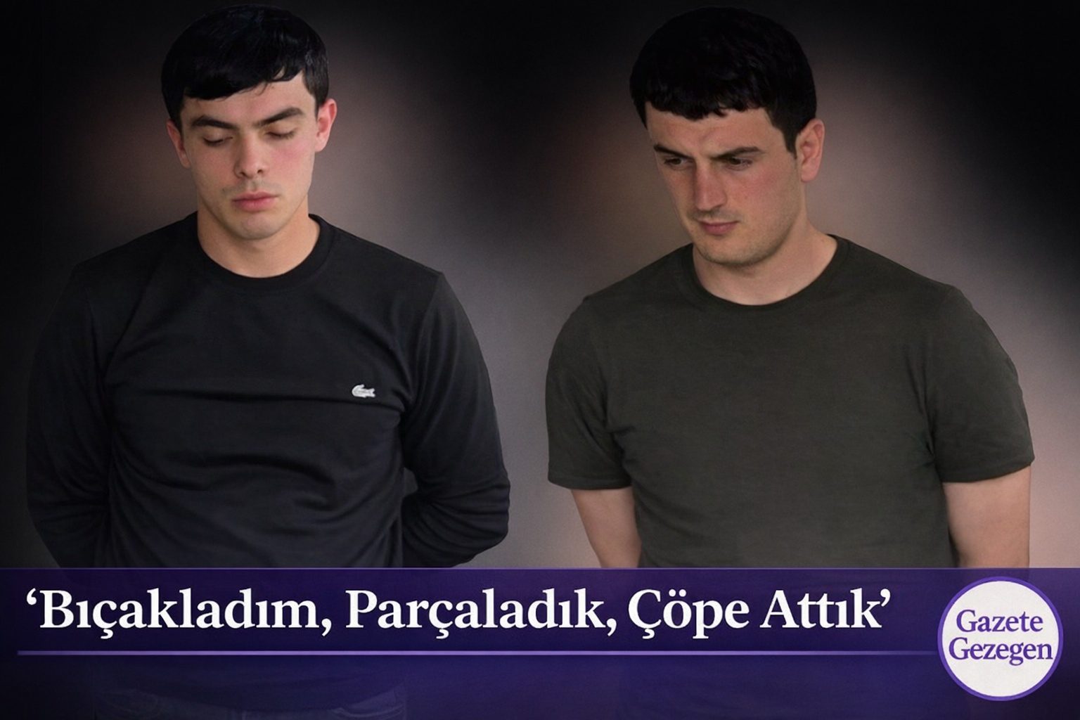 Şişli’de çöp konteynerinde bulunan valizle ilgili soruşturma kapsamında gözaltına alınan şüphelilerin polis merkezindeki görüntüsü.