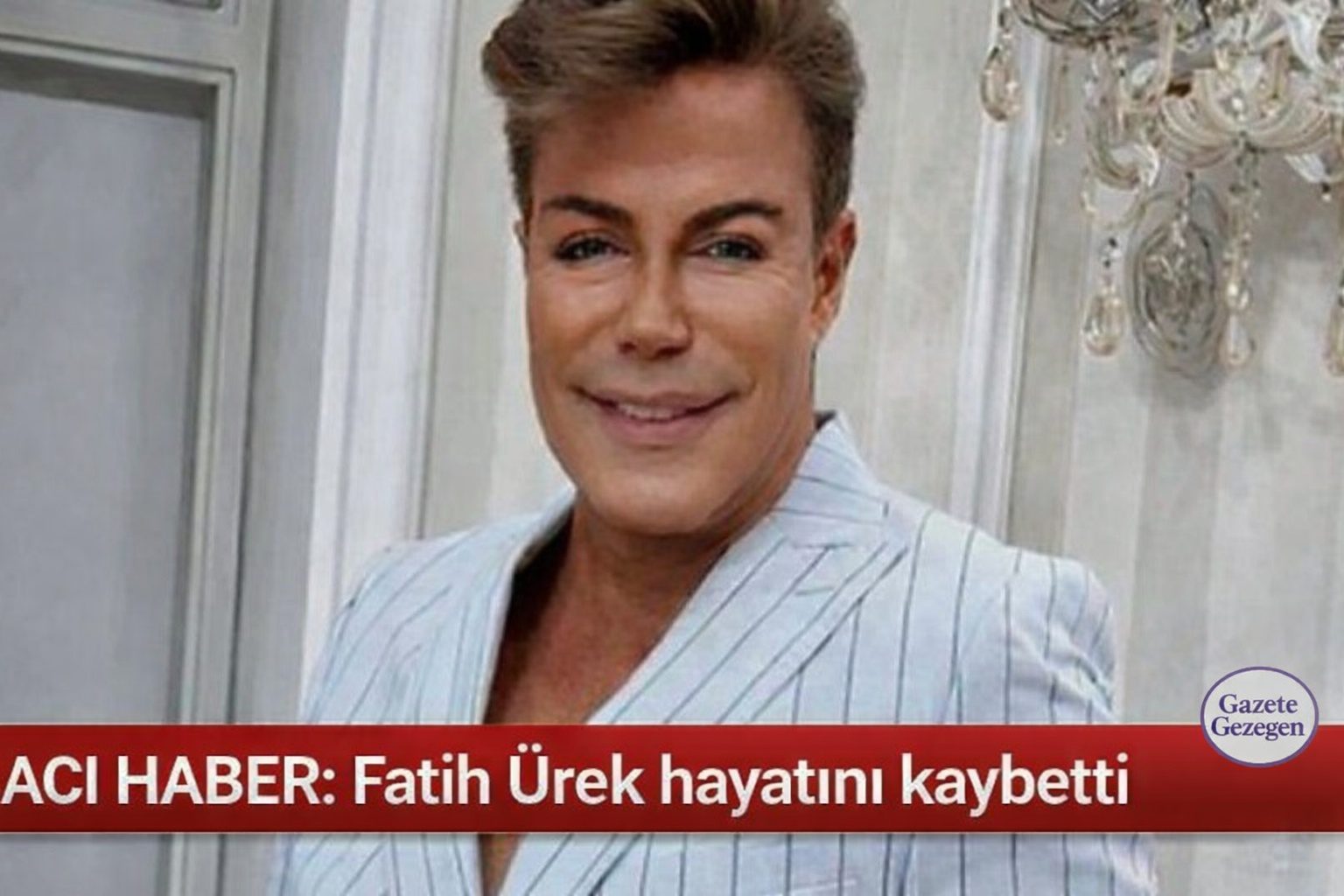 Kalp krizi sonrası yoğun bakımda tedavi gören sanatçı Fatih Ürek’in vefatını duyuran acı haber görseli.