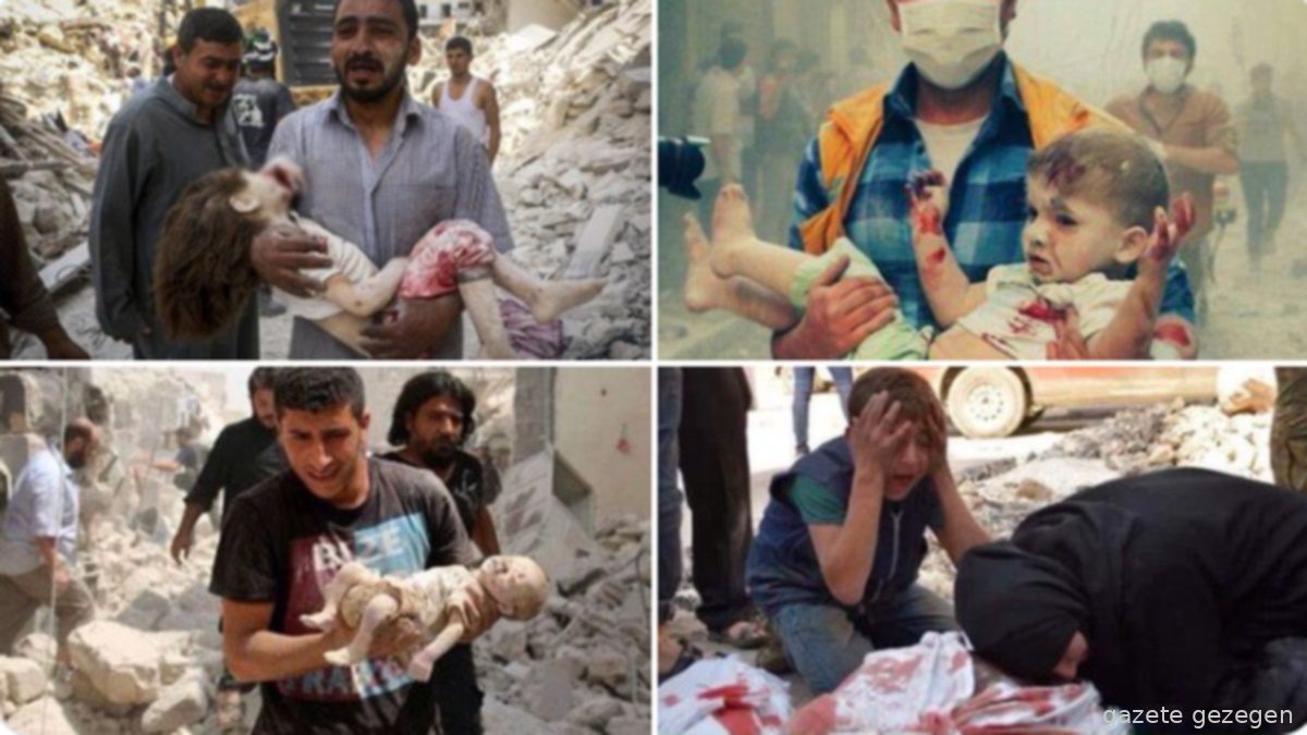 Halep’te çatışmalar sırasında yıkıntılar arasında yaralı bir çocuğu taşıyan sivil, savaşın siviller üzerindeki etkisini gösteriyor