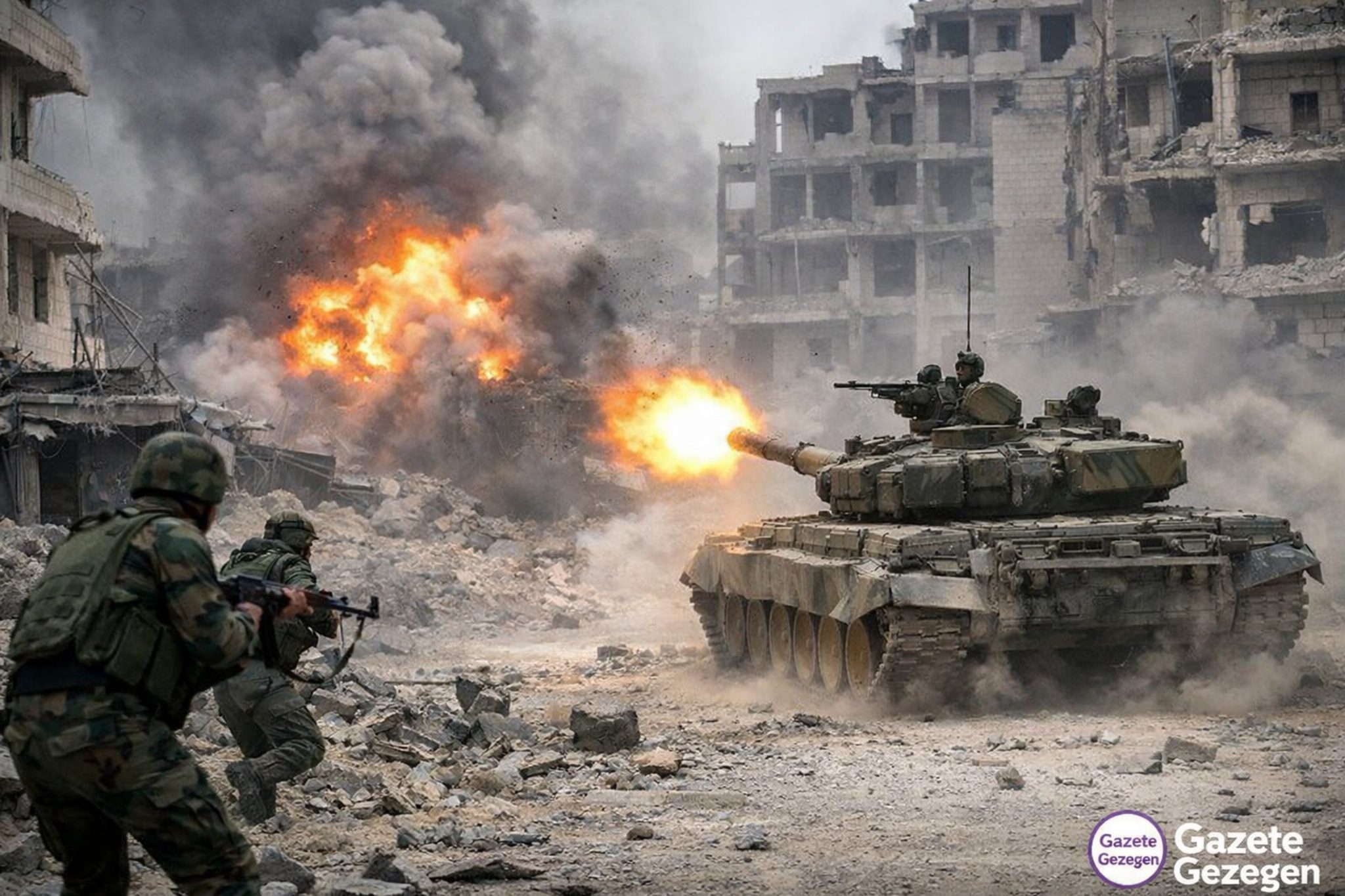 Halep’te Suriye ordusuna ait tankın PKK/YPG mevzilerini hedef aldığı askeri operasyon sırasında yaşanan çatışma