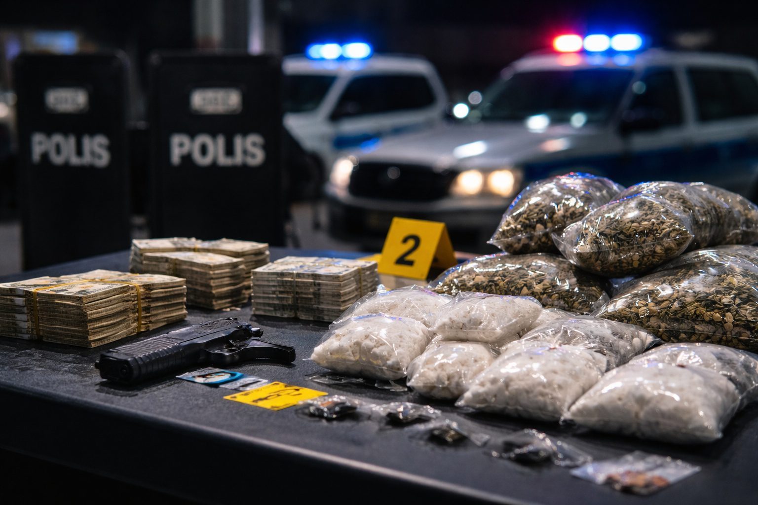 Küçükçekmece’de suç örgütüne yönelik operasyonda ele geçirilen deliller ve polis müdahalesi