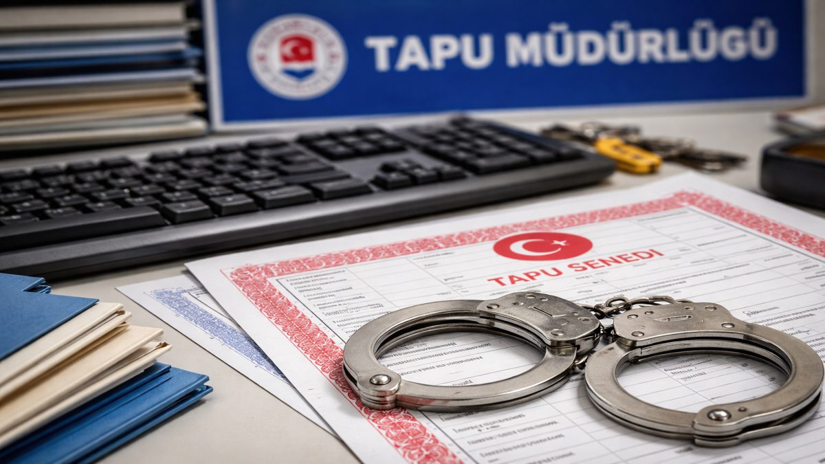 Tapu belgesi üzerinde kelepçe ile yetkisiz veri erişimi soruşturmasını temsil eden görsel