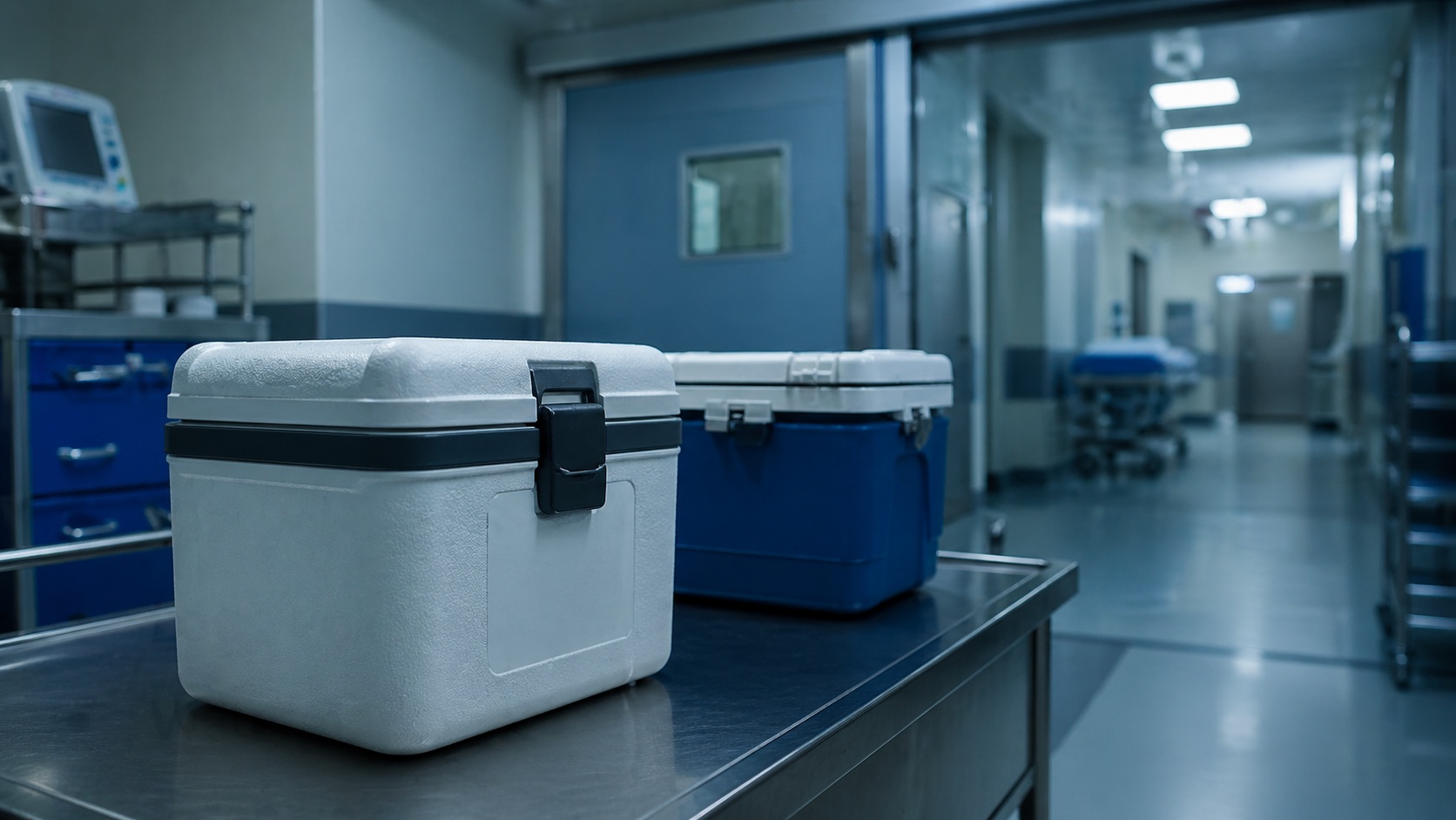 Denizli’de organ nakli için hazırlanan tıbbi taşıma kutuları hastane ortamında