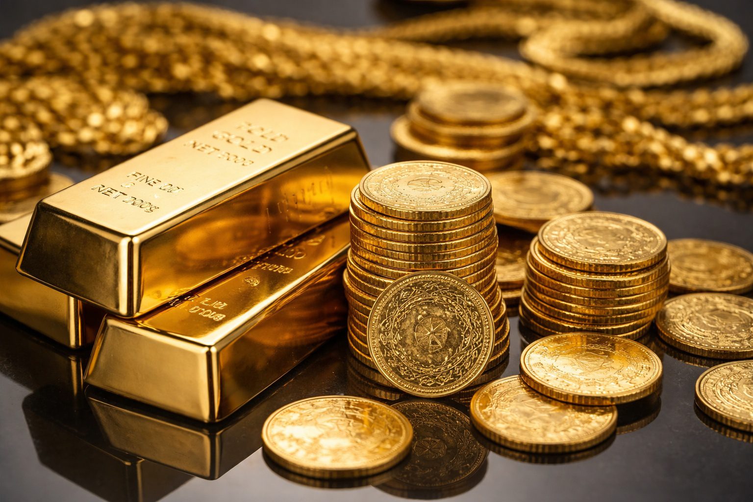 Altın fiyatlarındaki düşüşü temsil eden gram altın, çeyrek altın ve altın külçeleri