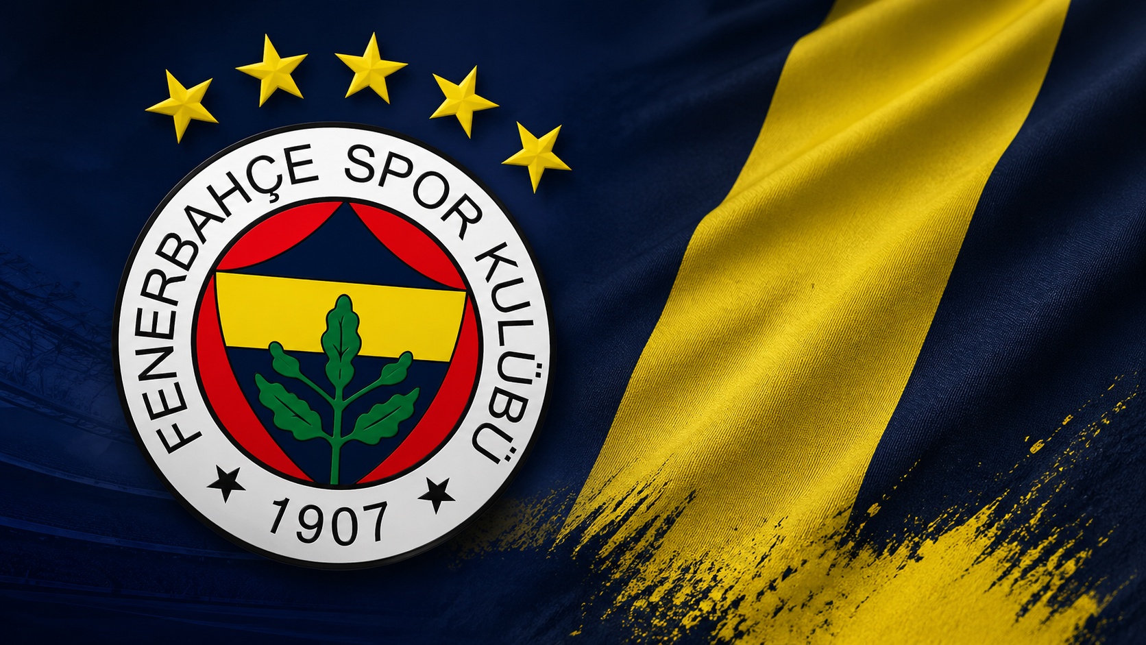 Fenerbahçe Spor Kulübü logosu ve sarı lacivert renkli arka plan görseli