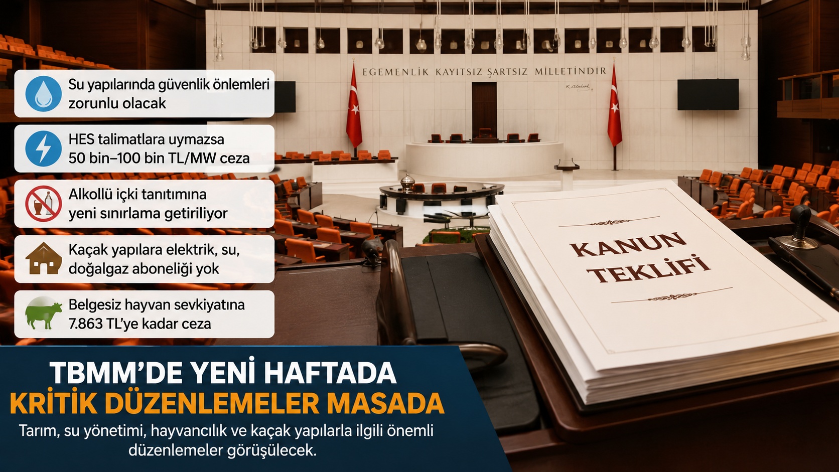 TBMM’de Yeni Haftada Tarım, Su ve Kaçak Yapı Düzenlemeleri Gündemde