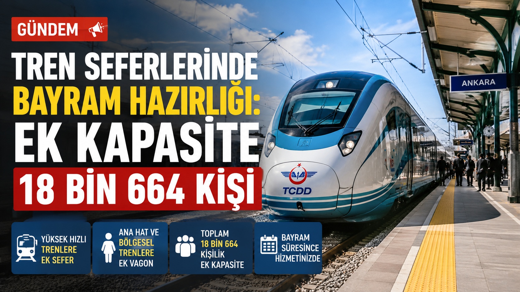 Kurban Bayramı öncesi ek sefer hazırlıkları kapsamında yüksek hızlı tren görüntüsü